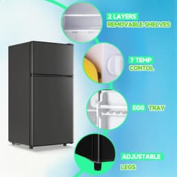 TACOOL 2.5Cu.ft Small Refrigerator Mini Fridge for Dorm with Drink Holder and Egg Tray, Dark Grey - Thumbnail 5