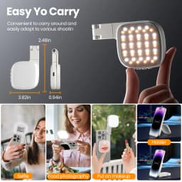 Cshidworld Portable Selfie Light with Mirror, 360° Magnetic, 1000mAh Rechargeable, 48 LED, 3 Modes, 10 Brightness, CRI 80, for Phone, Makeup, Live - Thumbnail 2