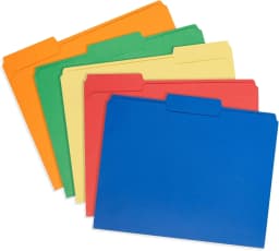 100 File Folders, Letter, Assorted Colors, 1/3 Cut Tab | Blue, red, green, yellow and orange, durable 11pt paper, reinforced 1/3 cut tabs, color - Thumbnail 8
