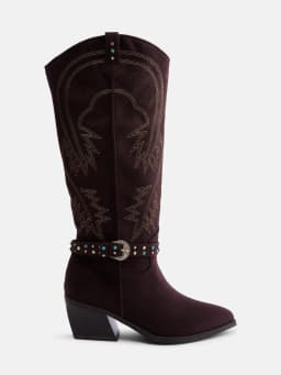 Madden NYC Women's Faux Suede Western Buckle Boots - Thumbnail 1