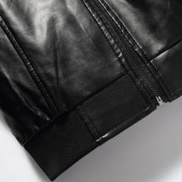 Leesechin Mens Bomber Jacket Leather Men's Thin Leather Jacket Round Neck Slim Baseball Collar Leather Jacket Men's Motorcycle Leather Jacket - Thumbnail 6