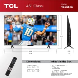 TCL 43” Class S5 (43S551G) 4K UHD HDR LED Smart TV with Google TV (NEW 2024) - Thumbnail 14