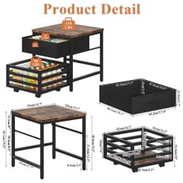 ModFurne Mini Fridge Stand with Movable Storage Basket, Mini Fridge Cabinet with Storage Drawer,Sturdy Metal Frame,Great for Dorm Home Office, Black - Thumbnail 6