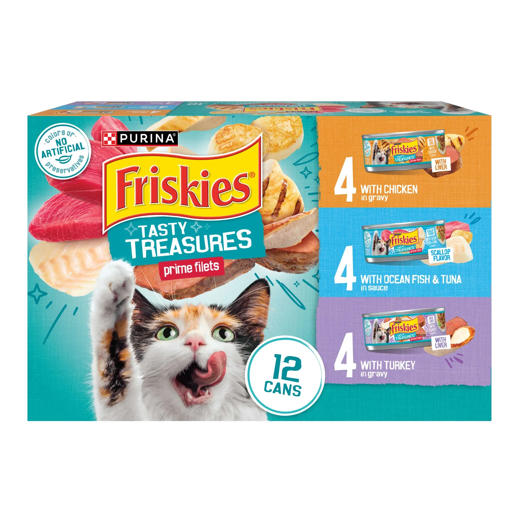 Friskies Gravy Tasty Treasures Prime Filets, Wet Cat Food, 5.5 oz Cans