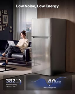 Upstreman 20.2 Cu. Ft. Top Freezer Refrigerator, Stainless Steel Double Door Refrigerator, Garage Ready, Adjustable Thermostat, Reversible Door - Thumbnail 8