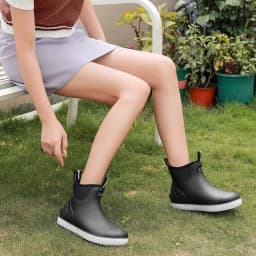 Lcamaw Women's Deck Boots, Waterproof Ankle Rain Boots with Anti-Slip Traction, Rubber Garden & Fishing Boots for Boating, Camping, Farming & Outdoor Work - Thumbnail 5