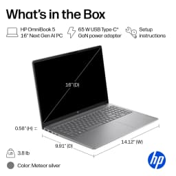 HP OmniBook 5 16 inch Laptop Next Gen AI PC 2K IPS Display Windows AMD Ryzen AI 5 430 16GB 512GB SSD Meteor Silver - Thumbnail 6