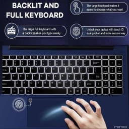 15.6 FHD Student Laptop Computer ,8GB RAM 512GB SSD, Backlit Keyboard, Fingerprint - Thumbnail 4