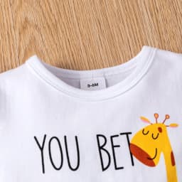 PatPat Baby Girl Clothes 3Pcs Outfit Set Giraffe Print Romper Shorts Headband Gift for 3-6 Months - Thumbnail 4