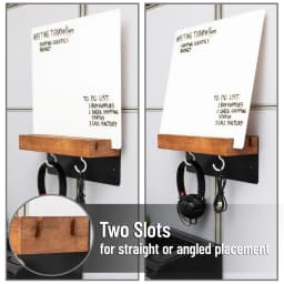 Mind Reader Whiteboard Message Center, Glass Dry Erase Board with Wood Holder and Hooks, Removable Whiteboard for Office or Home, Wall Mounted, 18" x - Thumbnail 6