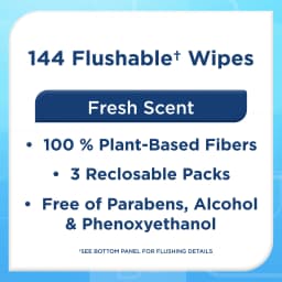Equate Flushable Wet Wipes, Fresh Scent, 144 Wipes, 3 Pack - Thumbnail 5
