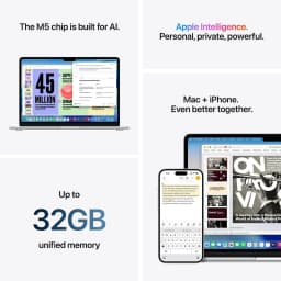 Apple CTO MacBook Air 15" with M5 Chip, 10-Core CPU, 10-Core GPU, 24GB Memory, 512GB SSD, 40W Dynamic (Midnight) - Thumbnail 7