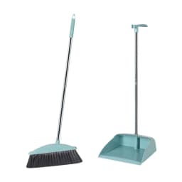 Broom and Dustpan Set, 45° Angle, Long Handle Broom Dustpan Pan, Wide Dustpan, eavy Duty Dust Pan, Dustpan Broom with Dense Bristles, Perfect - Thumbnail 1