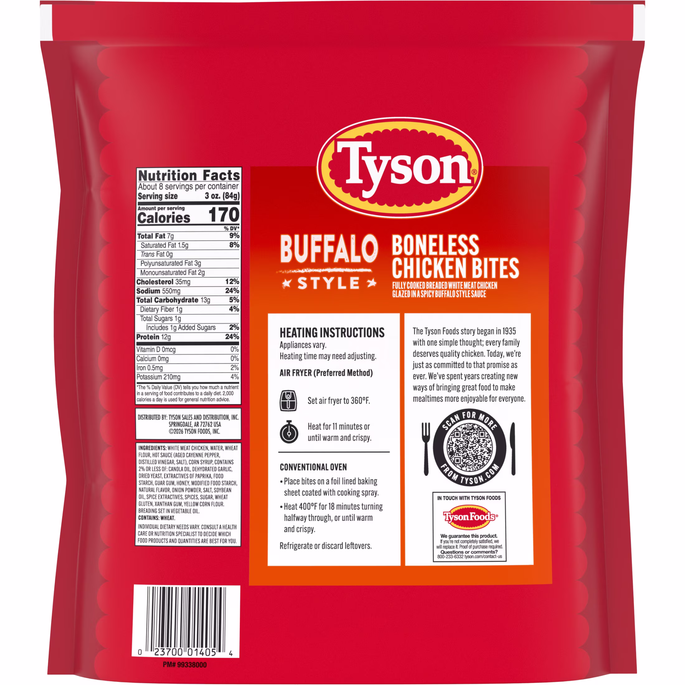 Tyson Any'tizers Buffalo Style Boneless Chicken Bites, 24 oz (Frozen, Fully Cooked) - Thumbnail 13