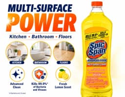 Spic and Span Multi-Surface Cleaner and Floor Cleaner, Lemon Scent, 34 fl oz 6 Pack - Thumbnail 5