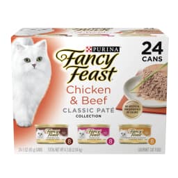Purina Fancy Feast Chicken & Beef Classic Pate Collection Wet Cat Food Variety Pack, 3 oz Cans (24 Pack) - Thumbnail 1
