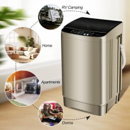 20 lbs Portable Washing Machine, Large Capacity Full Automatic Washing Machine, Compact Laundry Washer for Home Apartment, Coffee Gold - Thumbnail 4