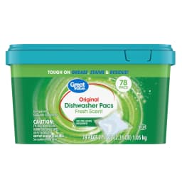 Great Value Automatic Dishwasher Pacs, Fresh Scent, 78 Count - Thumbnail 1