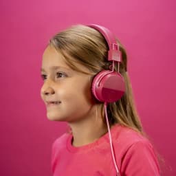 JLab JBuddies Studio On-Ear Wired Kids Headphones 2-in-1 Bundles, 3.5mm Plus USB-C Adapter, Volume Safe, Folding, Dark Pink - Thumbnail 2