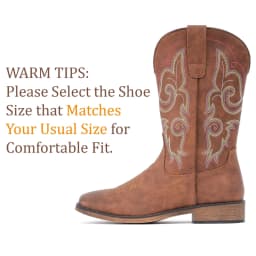 Cowboy Boots For Women Square Toe Western Boots Mid Calf Cowgirl Boots Pull On Cowboy Boots - Thumbnail 2