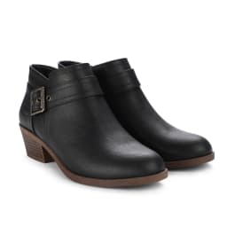 Pennysue Women Low Chunky Stacked Heel Boots Black Pu Side Zipper Ankle Booties 8M - Thumbnail 2