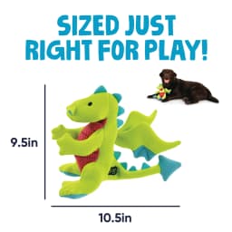 goDog Dragons Squeaky Plush Dog Toy with Double Chew Guard Technology, Durable Fabric & Squeaker for Active Play, Green, Large - Thumbnail 3