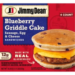 Jimmy Dean Frozen Breakfast Sandwich, Blueberry Griddle Cake Sausage, Egg and Cheese, 4 Count - Thumbnail 13