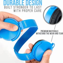 RHEA- New Barks Classroom Headphones W/ Mic – Sapphire, K-12 School Use, On-Ear Blue - Thumbnail 4
