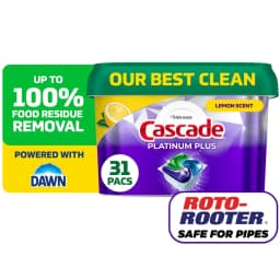 Cascade Platinum Plus Dishwasher Pods, Lemon, 31 Count - Thumbnail 1