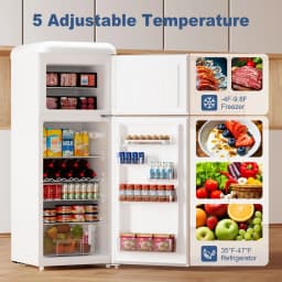 BANGSON 7.5 Cu.Ft Retro Fridge with Top Freezer for Vintage-Style Kitchen, Apartment & Office， 5 Adjustable Temperature, White - Thumbnail 4