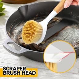 propuri Dish Brush Set with Bamboo Handle, Kitchen Scrub Brush,3 Pack Yellow White Black - Thumbnail 5