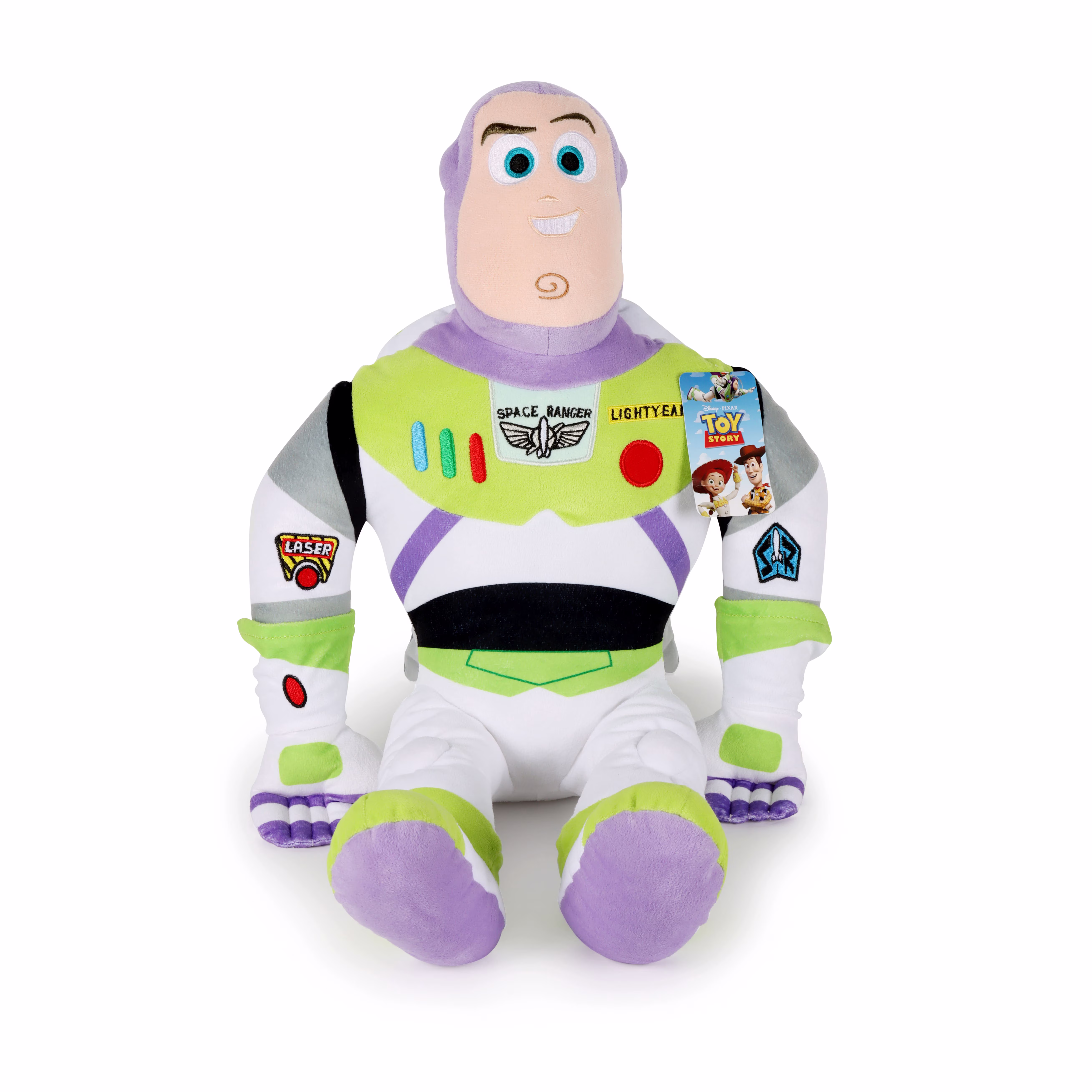 Buzz Lightyear Kids Decorative Pillow Buddy, Polyester Velboa, Green & Purple, 23", Toy Story, Disney - Thumbnail 1