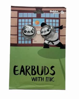 RHEA- Gabba Goods Panda Earbud Headphones With Mic - Thumbnail 1
