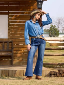 Cowboy Boots For Women Square Toe Western Boots Mid Calf Cowgirl Boots Pull On Cowboy Boots - Thumbnail 5