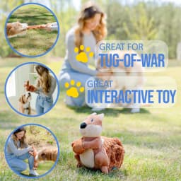 Pet Deluxe Crinkle Dog Toy Plush Toy Tug-of-War Squeaky Dog Toy Boredom Buster Toys with Snack Pockets Durable Enrichment Mentally Stimulating Toys - Thumbnail 2