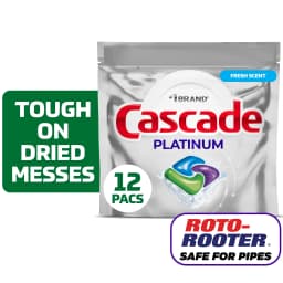 Cascade Platinum Dishwasher Pods, Dishwasher Detergent, Dish Detergent Soap, Fresh, 12 Count - Thumbnail 1