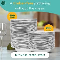 ECO SOUL Disposable Paper Bowls, 12 oz, White, 1000 Count (1 Pack) - Thumbnail 3