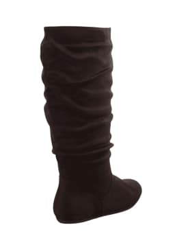 Women's Casual Flat Heel Pull Up Slip On Wide Calf Knee High Mid-Calf Boots Shoes ( Brown, 7.5) - Thumbnail 3