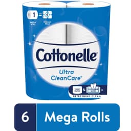 Cottonelle Ultra CleanCare Strong Toilet Paper, 6 Mega Rolls - Thumbnail 1