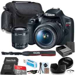 Canon EOS Rebel T7 DSLR Camera w/EF-S 18-55mm IS II Lens + 2x 64GB SanDisk Ultra Memory Card + Camera Case + More (15pc Bundle) (International - Thumbnail 1