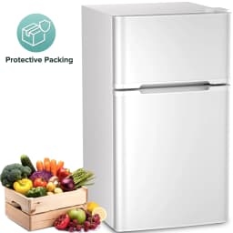 Auseo 2 Door 3.2 Cu.Ft Mini Fridge Adjustable Temperature Refrigerators with Removable Shelves, Suitable for Home/Kitchen/Office/Dorm, White - Thumbnail 9