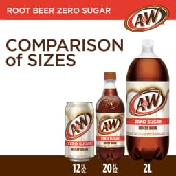 A&W Zero Sugar Root Beer Soda Pop, 12 fl oz, 12 Pack Cans - Thumbnail 2