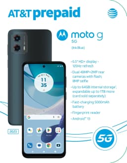 AT&T Moto G 5G, 64GB, Blue - Prepaid Smartphone - Thumbnail 11