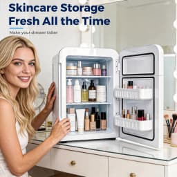 Advwin 25L Mini Fridge Cooler, Compact Personal Refrigerators for Skincare, Beverage, White - Thumbnail 8