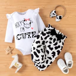 PatPat Newborn Baby Girl Clothes Long Sleeve Romper Bodysuit and Pants Outfit Set, 0-3 Months - Thumbnail 5