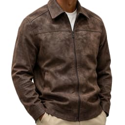 Gamivast Mens Faux Leather Jacket Vintage Turn Down Collar Casual Motorcycle Coat Zip up Moto Biker Outerwear Fall Winter Windproof Top - Thumbnail 1