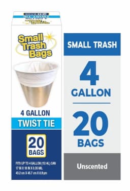 Basic 4 Gallon Twist Tie Bathroom Bags, 20 Bags - Thumbnail 1