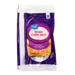 Great Value Colby Jack Deli Style Sliced Cheese, 8 oz, 12 Slices - Thumbnail 1