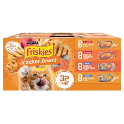 Purina Friskies Chicken Lovers Prime Filets & Shreds Wet Cat Food Variety Pack, 5.5 oz Cans (32 Pack) - Thumbnail 1