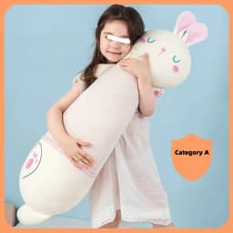 Sleeping Bunny Long Plush Pillow, Soft Rabbit Body Cushion Decorative Toy - Thumbnail 3